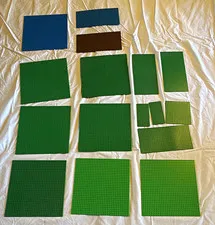 Lego Baseplate Lot 13pc Green Blue Brown Plastic Compatible For LEGO