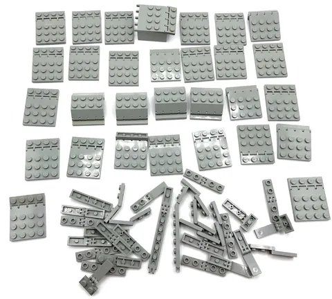 LEGO lot 60 pair Vintage OLD LIGHT GRAY hinges Castle Pirate Space Star Wars