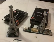 LEGO ARCHITECTURE: Paris 21044 & Eiffel Tower 21019 With Box & Book Missing
