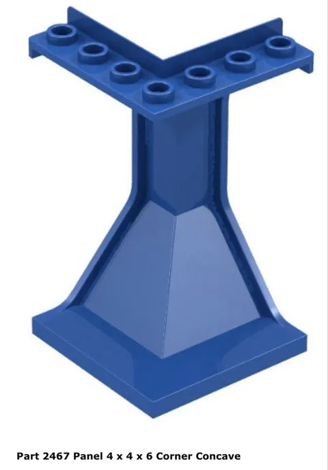 Lego 1x 2467 Blue Panel Corner Concave 4x4x6 Curved Wall Classic Space 6986 Nm