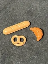Lego Bread Set Crossiant Pretzel French Loaf of Bread Miniature Pastry Lot A3