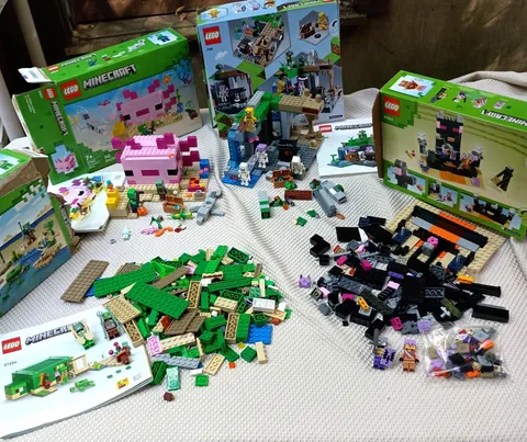 Lego Minecraft Sets 21242 21254 21247 21189 w All Minifigs 3 Instrc 95% Complete