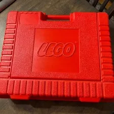 1985 LEGO Red Plastic Storage Carrying Case Briefcase Snap Lid Vintage 
