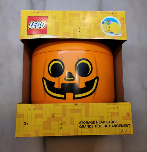 LEGO Orange Pumpkin Stackable Storage Head Large Container Halloween 4032