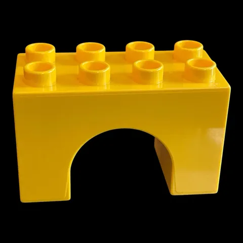 yellow Duplo block - 2X4 tall arched block- combined shipping (YELL35)