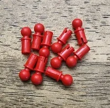 LEGO Red Technic, Pin, Friction Ridges, Tow Ball, Round Pin Hole. QTY 10. 6628a