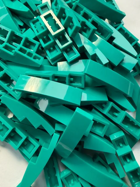 LEGO-NEW-#61678-DARK TURQUOISE-SLOPE CURVED 4 X 1 -10 PIECES
