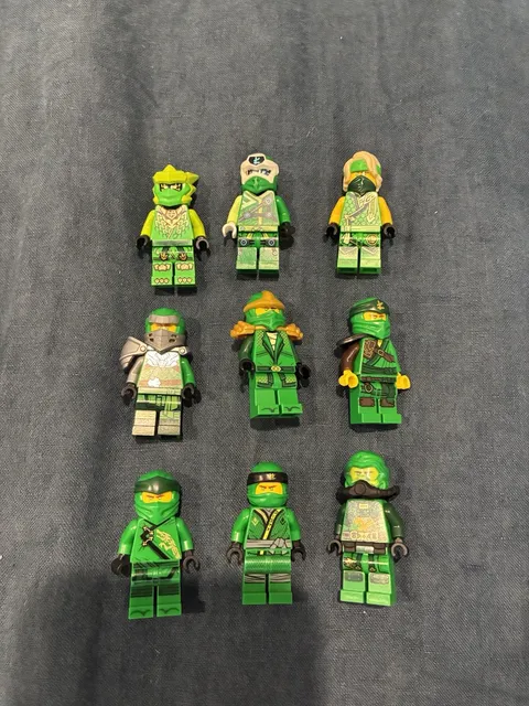 LEGO NINJAGO Green Ninja Minifigure Lot of 9 Figures Age 5+ Plastic