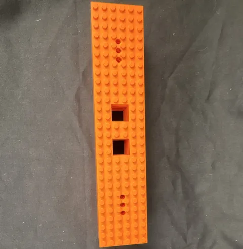 LEGO part #92339 train base 6 x 28 with 2 square cutouts/ 3 round holes each end