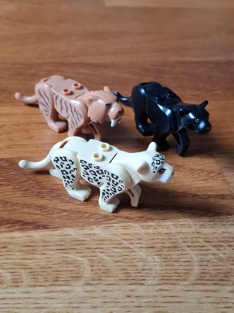 3x Lego Animals Leopard Panther Sabertooth Tiger Zoo Wilderness City 