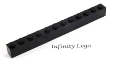 6 LEGO Black Bricks 1 x 12 (6112) - (6 Pieces)