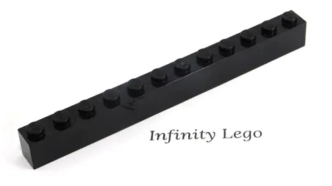 6 LEGO Black Bricks 1 x 12 (6112) - (6 Pieces)