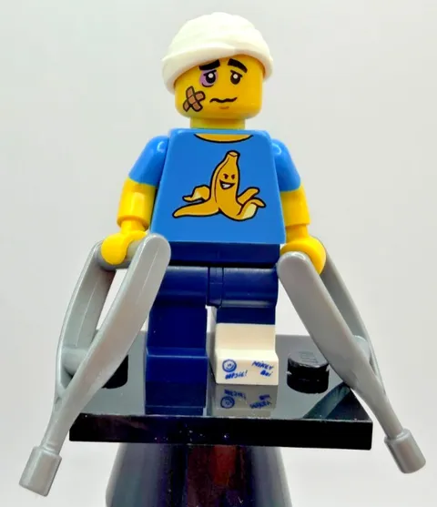 LEGO (71011) CMF Series 15 Clumsy Guy Minifigure col15-4 Complete New Crutches