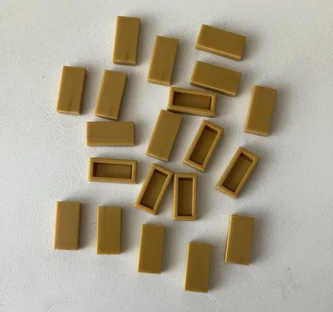 LEGO 20x NEW Pieces Flat Tile 1x2 PEARL GOLD #3069