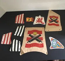 Vintage LEGO Pirates Cloth Flags/Sails Printed Designs Multicolor Lot 9 Pieces