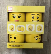 LEGO® Storage Head - Mini - Set of 4 Girl, Boy, Winking, Silly - New in Box