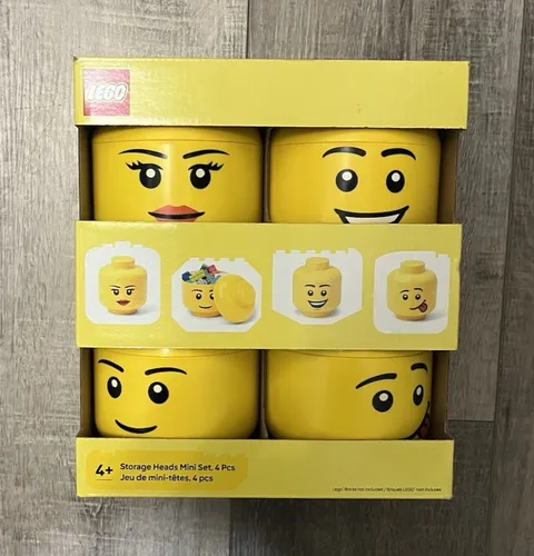 LEGO® Storage Head - Mini - Set of 4 Girl, Boy, Winking, Silly - New in Box