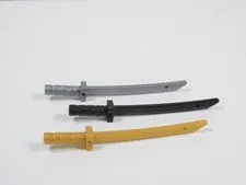 LEGO 3 Katanas Swords Weapon Black Gold Flat Silver Minifig S3