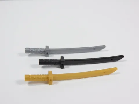 LEGO 3 Katanas Swords Weapon Black Gold Flat Silver Minifig S3