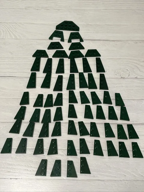 LEGO DARK GREEN LOT 64 PCS  2X3 2X4 PLATE WING LEFT RIGHT WEDGE VARIETY