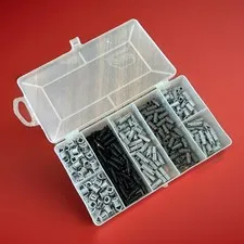 Container Tray of Assorted LEGO Dacta Technic Bush & Pins Black & Gray