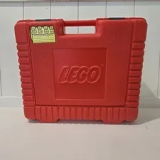 Lego Brand Red Plastic Hard Shell Toy Tool Box Storage Case 15"x12x4" w Handle
