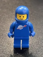 LEGO Classic Space Blue Minifigure sp004 Small Prong Torso Solid Stud Head Vint