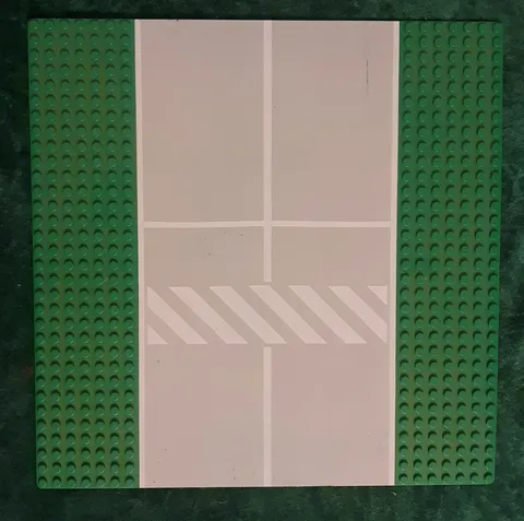 Lego Base Plate 2358 - Green / Gray Road with Crosswalk - 32x32 Stud
