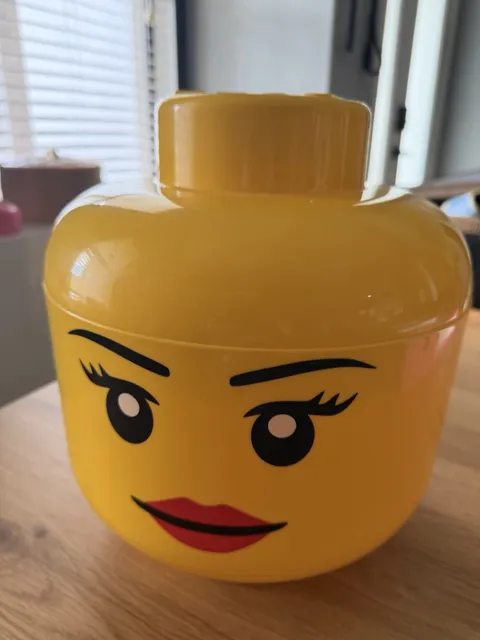 Lego Large Storage Container Yellow Head Face Smiling Girl Rare