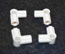 (4) #6 White Angled Axle Connector Bricks ~ Technic ~ New Lego Parts ~