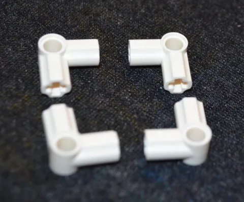 (4) #6 White Angled Axle Connector Bricks ~ Technic ~ New Lego Parts ~