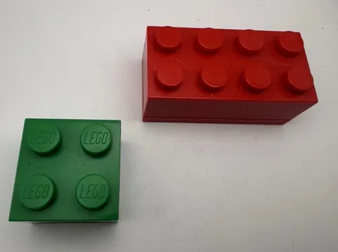 Lego Home Mini Lego Brick Storage Boxes Green 4 Red 8 Studs