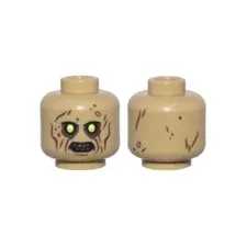 LEGO - Minifig, Head Zombie Cheek Lines, Wrinkles & Spots - Bared Teeth Pattern