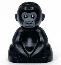 LEGO City Jungle Baby Gorilla Minifigure Black Dark Bluish Gray Face 5619PB01
