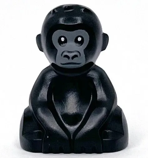 LEGO City Jungle Baby Gorilla Minifigure Black Dark Bluish Gray Face 5619PB01