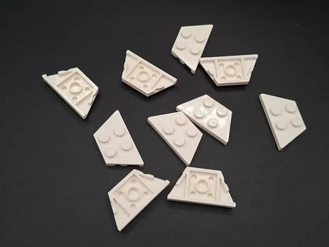 LEGO - 10x - Plate - Plate - Wedge - 2x4 - White - White - 51739