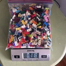 LEGO 1x2 Brick Pieces - Assorted Colors - 11.8 Ounces Lot