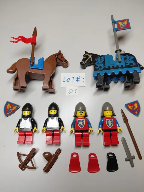 LEGO Castle Lot: Knights; Minifigures, Horses, Weapons, Barding FREE SHIPPING 