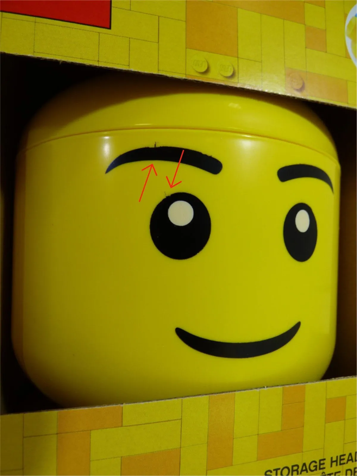 LEGO Storage Products: 40311724 Small Head Yellow - Boy NEW *Damaged Product*
