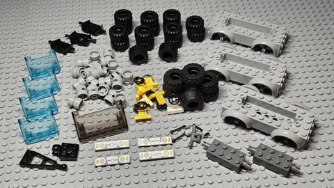LEGO Lot of 74 Car Truck Parts Steering Wheels Tires Windscreen Vehicle Base