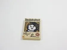 LEGO Tan 2x3 Printed Reward Tile Minifig Vampire I12