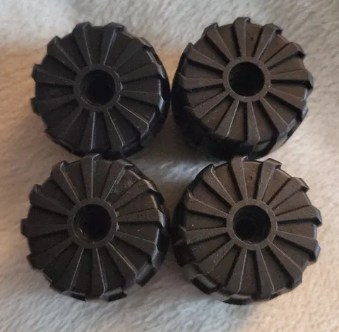 Lego 4x 2573 Black Wheel Hard Plastic Giant (71mm D. x 47mm) 6989