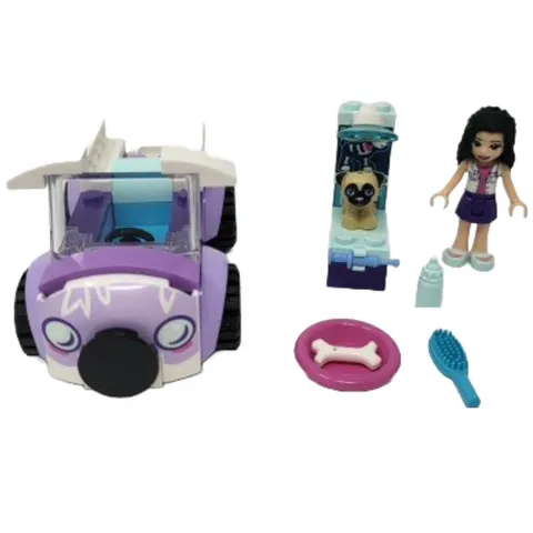 Lego Friends #41360 Emmas Mobile Vet Clinic Complete Figure Dog Car Purple Pink