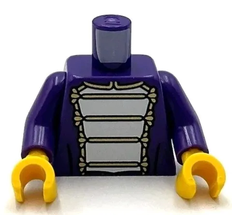 Lego New Minifig Dark Purple Torso Marching Band Uniform w/ White Panel Part