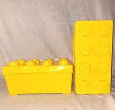 LEGO 2-Stud Yellow Stackable Storage Brick Container w/ Lid Plastic