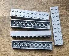 LEGO Light Bluish Gray Brick 2 x 10. QTY 5. Part No. 3006.