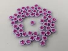 LEGO x50 New Tile, Round 1 x 1 x 2/3 Molded Trans-Dark Pink Star # 72046pb01