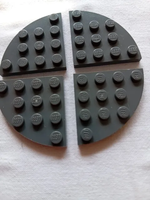 No 98 4 X Lego Sheets 4x4 Round Corner 30566 Dark Grey