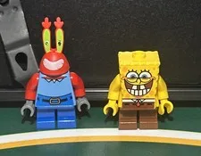 LEGO SpongeBob & Mr. Krabs Minifigure Lot BOB021 BOB023 3833 Rare Retired