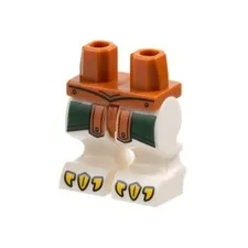 LEGO - Minifig, Legs w/ Green Skirt, Orange Loincloth & Yellow Claws Pattern